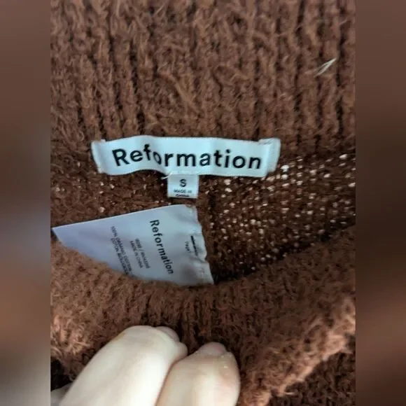 Reformation Small Brown fuzzy wide leg pants! - Picture 2 of 5